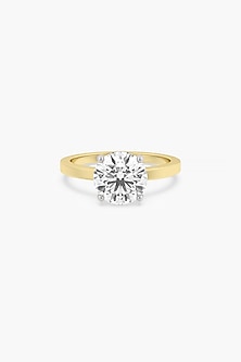 14kt Yellow Gold Finish 4 Prong Lab Grown Round-Cut Solitaire Diamond Ring