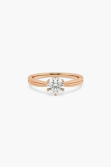 14kt Rose Gold Finish 6 Prong Lab Grown Round-Cut Solitaire Diamond Ring