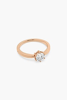 14kt Rose Gold Finish 6 Prong Lab Grown Round-Cut Solitaire Diamond Ring