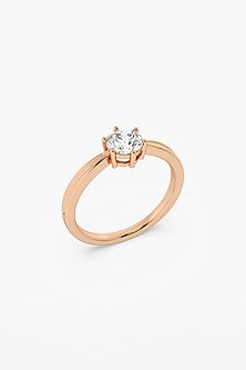 14kt Rose Gold Finish 6 Prong Lab Grown Round-Cut Solitaire Diamond Ring