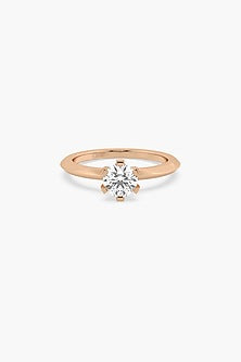14kt Rose Gold Finish 6 Prong Lab Grown Round-Cut & Ashth-Cut Diamond Ring