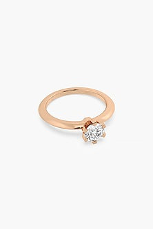 14kt Rose Gold Finish 6 Prong Lab Grown Round-Cut & Ashth-Cut Diamond Ring