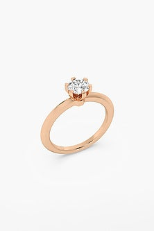 14kt Rose Gold Finish 6 Prong Lab Grown Round-Cut & Ashth-Cut Diamond Ring
