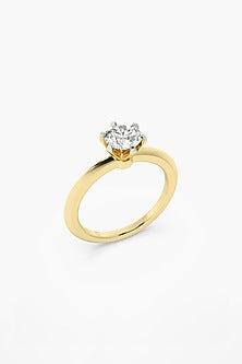 14kt Yellow Gold Finish 6 Prong Lab Grown Round-Cut & Ashth-Cut Diamond Ring