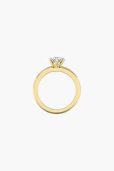 14kt Yellow Gold Finish 6 Prong Lab Grown Round-Cut & Ashth-Cut Diamond Ring