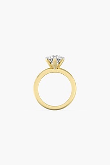 14kt Yellow Gold Finish 6 Prong Lab Grown Round-Cut & Ashth-Cut Diamond Ring
