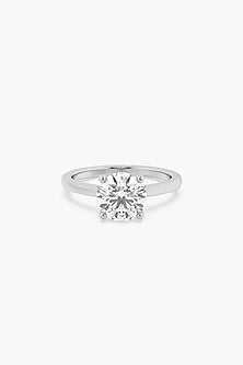 14kt White Gold Finish 4 Prong Lab Grown Round-Cut & Ashth-Cut Diamond Ring