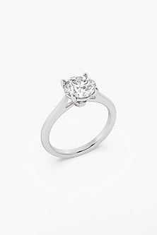 14kt White Gold Finish 4 Prong Lab Grown Round-Cut & Ashth-Cut Diamond Ring