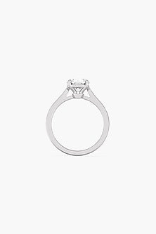 14kt White Gold Finish 4 Prong Lab Grown Round-Cut & Ashth-Cut Diamond Ring
