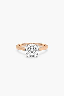 14kt Rose Gold Finish 4 Prong Lab Grown Round-Cut & Ashth-Cut Diamond Ring