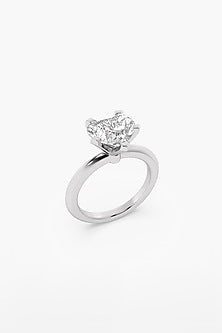 14kt White Gold Finish 5 Prong Lab Grown Heart-Cut & Ashth-Cut Diamond Ring