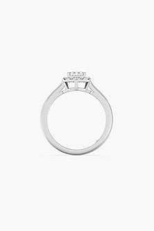 14kt White Gold Finish Lab Grown Emerald-Cut & Ashth-Cut Diamond Ring