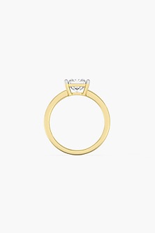 14kt Yellow Gold Finish 4 Prong Lab Grown Princess-Cut Solitaire Diamond Ring