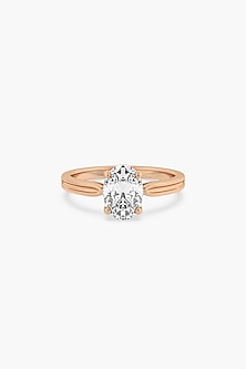 14kt Rose Gold Finish 4 Prong Lab Grown Oval-Cut Solitaire Diamond Ring