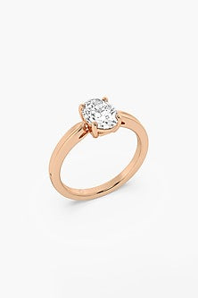 14kt Rose Gold Finish 4 Prong Lab Grown Oval-Cut Solitaire Diamond Ring