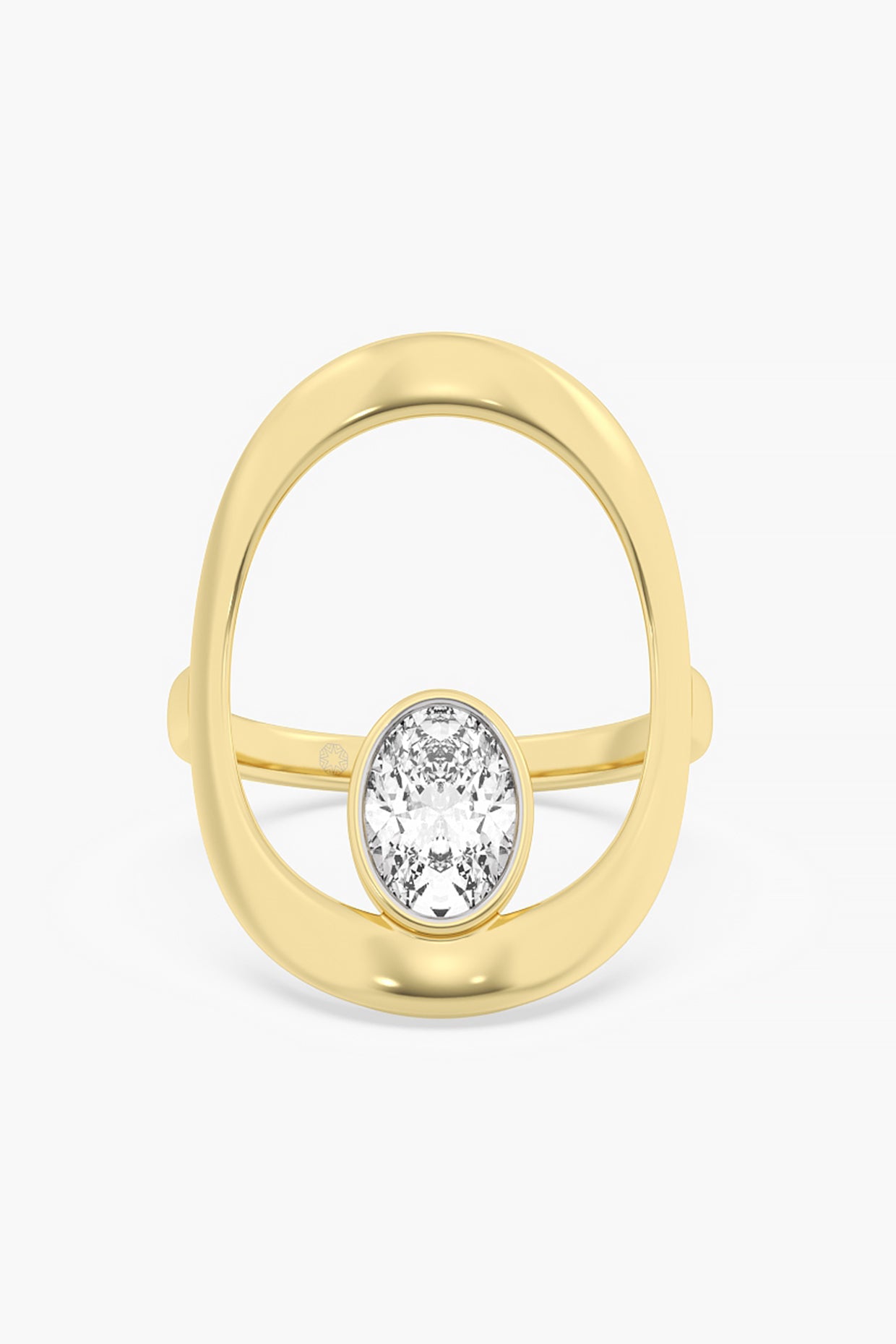 14kt Yellow Gold Finish Lab Grown Oval-Cut Solitaire Diamond Ring