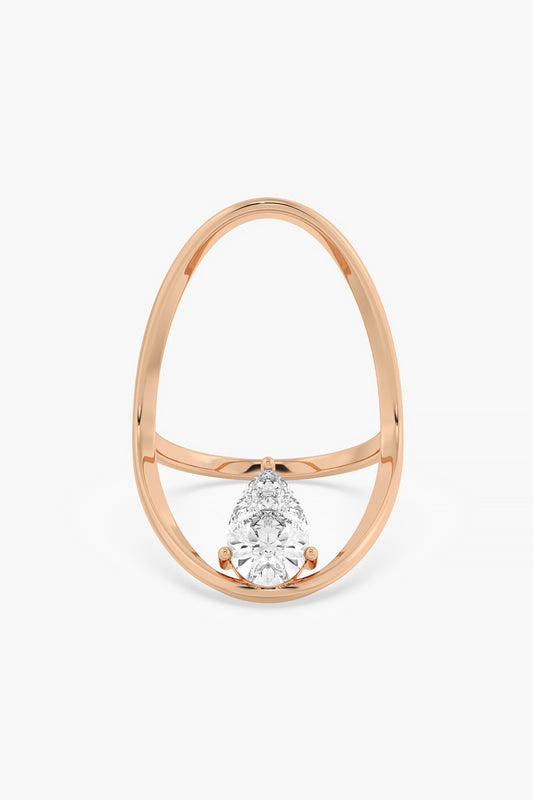 14kt Rose Gold Finish Lab Grown Pear-Cut Solitaire Diamond Ring