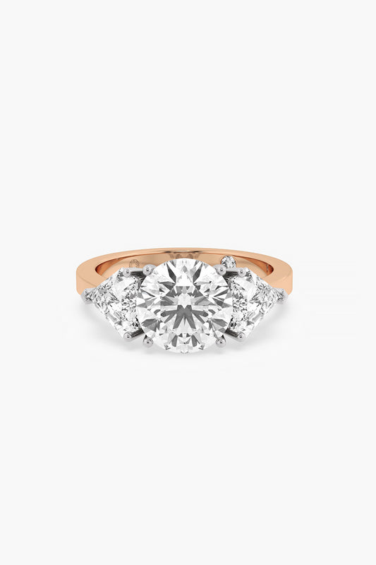 14kt Two-Tone Finish Lab Grown Round & Kite-Cut Diamond Ring