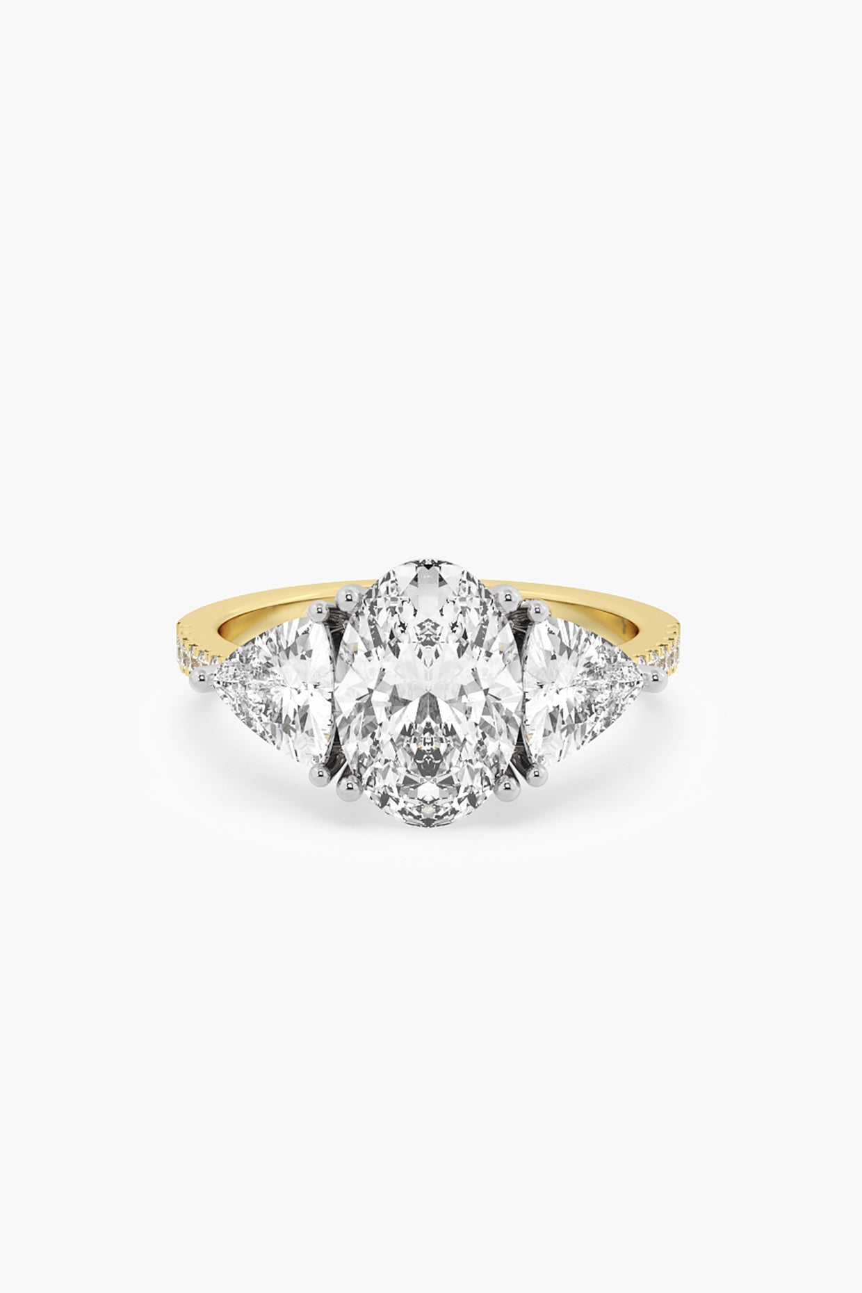 14kt Two-Tone Finish Lab Grown Round & Oval-Cut Diamond Ring