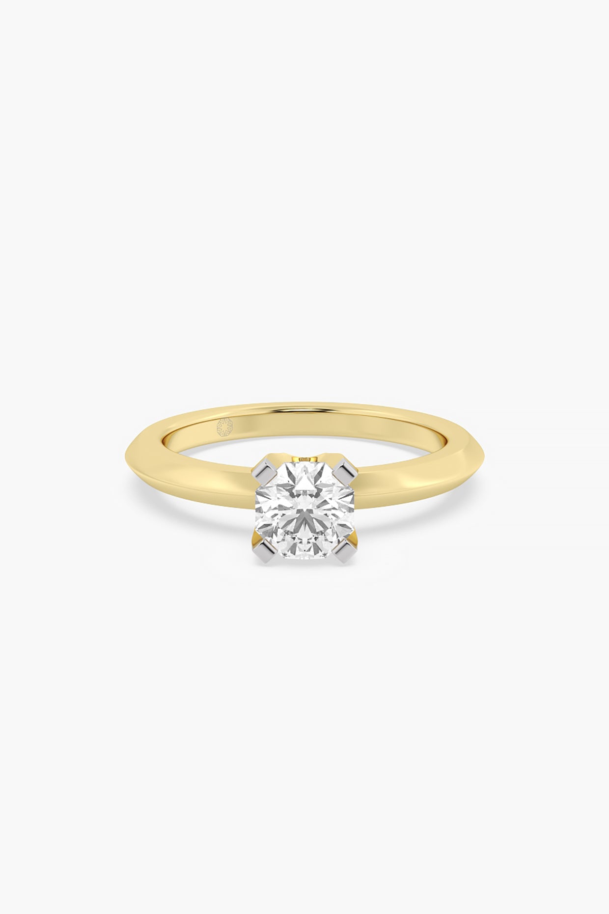14kt Yellow Gold Finish 4 Prong Lab Grown Ashth-Cut Diamond Ring