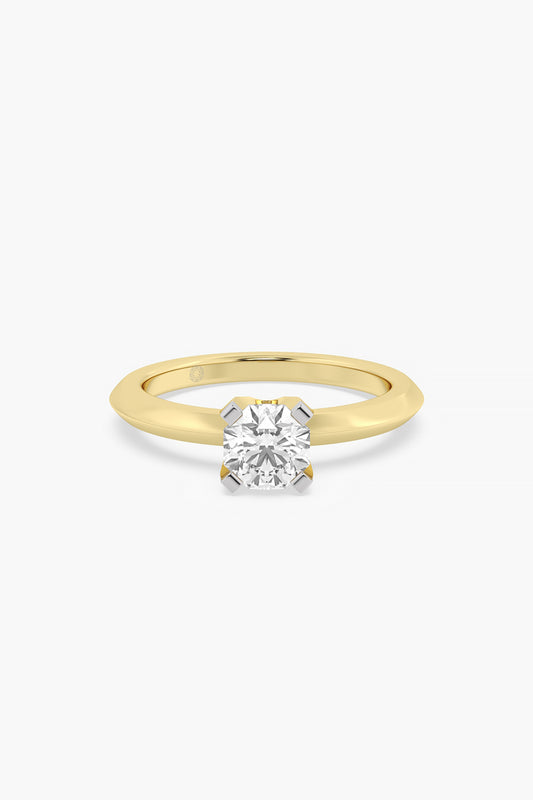 14kt Yellow Gold Finish 4 Prong Lab Grown Ashth-Cut Diamond Ring