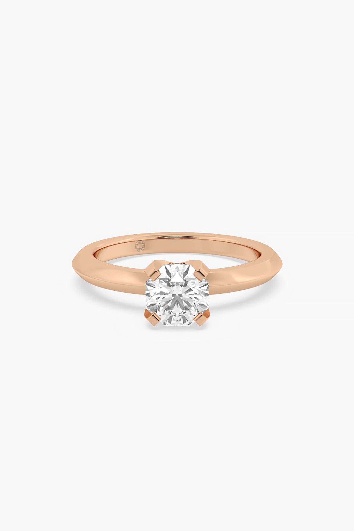 14kt Rose Gold Finish 4 Prong Lab Grown Ashth-Cut Diamond Ring
