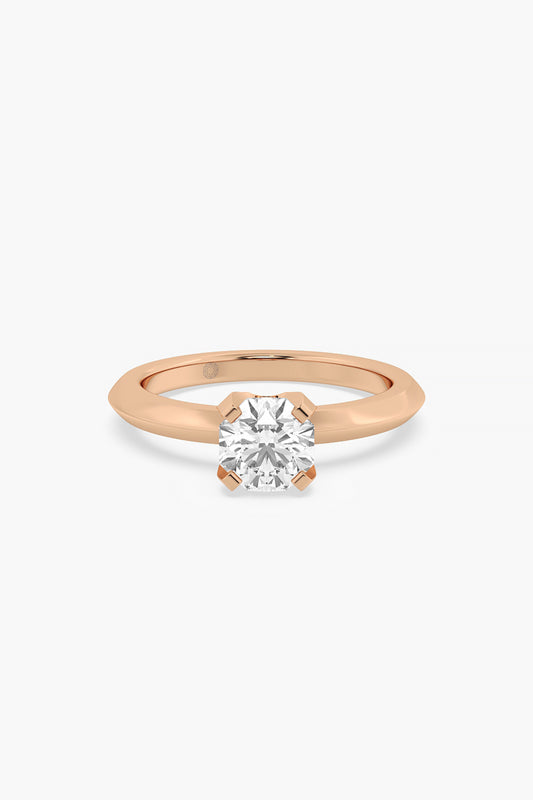14kt Rose Gold Finish 4 Prong Lab Grown Ashth-Cut Diamond Ring