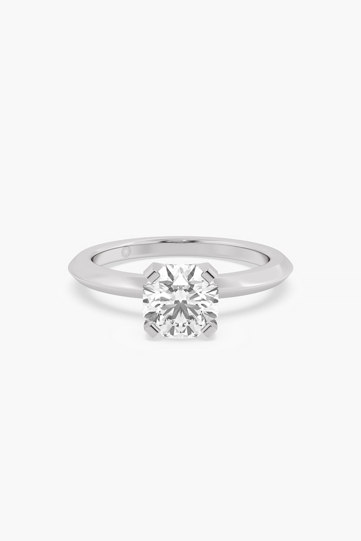 14kt White Gold Finish 4 Prong Lab Grown Ashth-Cut Diamond Ring