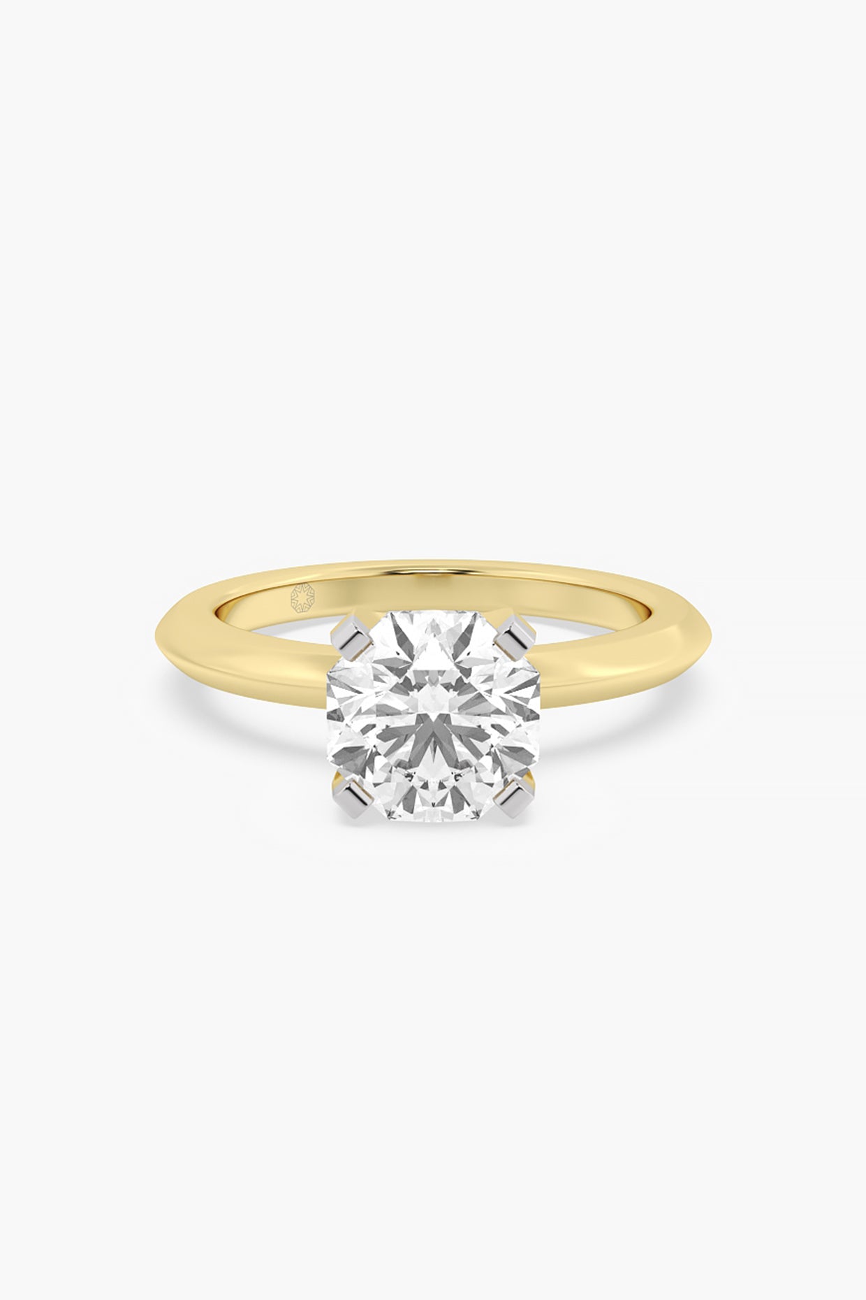 14kt Yellow Gold Finish 4 Prong Lab Grown Ashth-Cut Diamond Ring