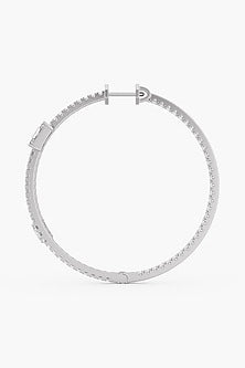 14kt White Gold Finish Round & Oval-Cut Diamond Hoop Earrings