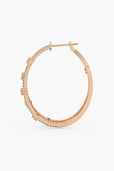 14kt Rose Gold Finish Round & Ashth-Cut Diamond Hoop Earrings