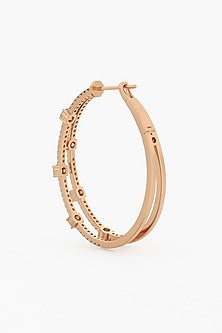 14kt Rose Gold Finish Round & Ashth-Cut Diamond Hoop Earrings