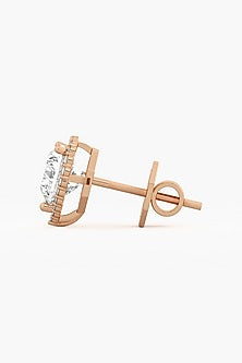 14kt Rose Gold Finish Lab Grown Heart-Cut Diamond Halo Stud Earrings