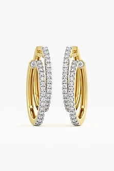 14kt Yellow Gold Finish Round & Ashth-Cut Diamond Hoop Earrings