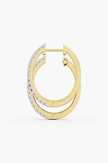 14kt Yellow Gold Finish Round & Ashth-Cut Diamond Hoop Earrings