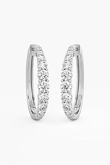 14kt White Gold Finish Round & Ashth-Cut Diamond Hoop Earrings