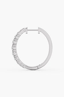 14kt White Gold Finish Round & Ashth-Cut Diamond Hoop Earrings