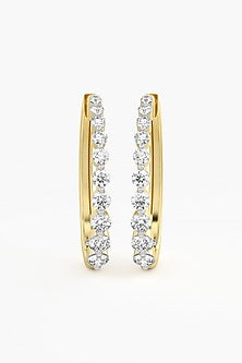 14kt Yellow Gold Finish Round & Ashth-Cut Diamond Hoop Earrings