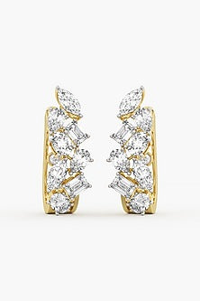 14kt Yellow Gold Finish Round & Oval-Cut Diamond Huggie Earrings
