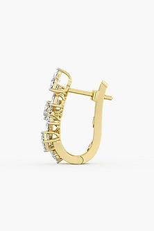 14kt Yellow Gold Finish Round & Oval-Cut Diamond Huggie Earrings