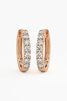 14kt Yellow Gold Finish Round & Ashth-Cut Diamond Hoop Earrings