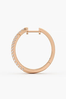 14kt Rose Gold Finish Round-Cut Diamond Layered Hoop Earrings