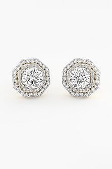 14kt Yellow Gold Finish Lab Grown Ashth-Cut Diamond Stud Earrings