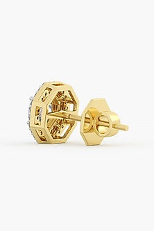 14kt Yellow Gold Finish Lab Grown Ashth-Cut Diamond Stud Earrings