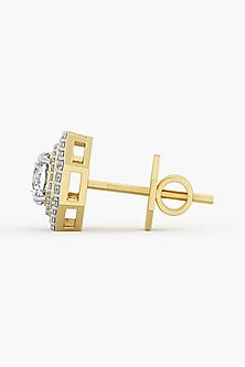 14kt Yellow Gold Finish Lab Grown Ashth-Cut Diamond Stud Earrings
