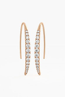 14kt Rose Gold Finish Round-Cut Diamond Huggie Earrings