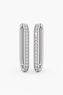 14kt White Gold Finish Round & Ashth-Cut Diamond Huggie Earrings