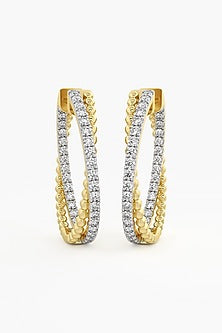 14kt Yellow Gold Finish Lab-Grown Round-Cut Diamond Hoop Earrings