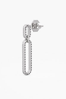 14kt White Gold Finish Lab-Grown Round-Cut Diamond Drop Earrings