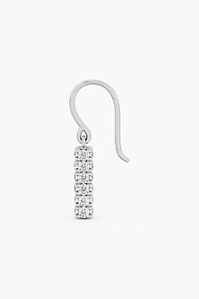 14kt White Gold Finish Lab-Grown Round-Cut Diamond Drop Earrings